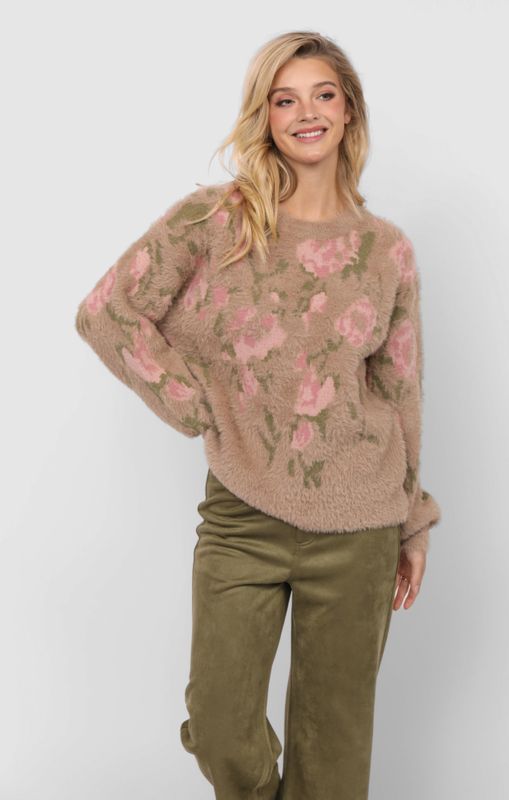 Camila Eyelash Warn Jacquard Sweater