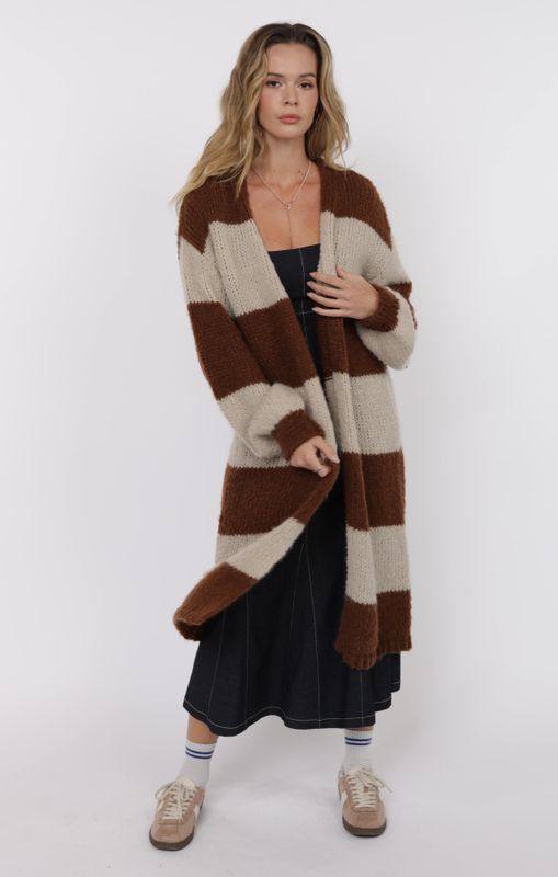 Suki Bubble Sleeve Wide Stripe Cardigan
