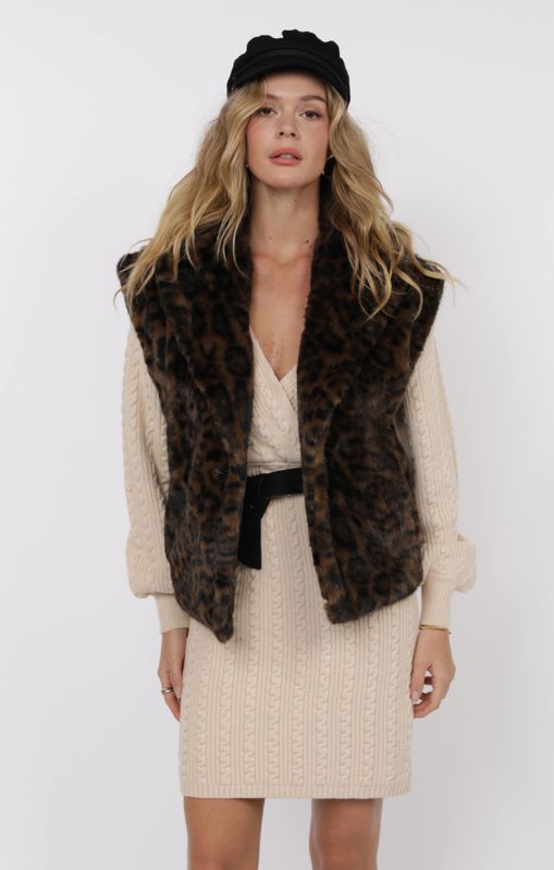 Waverly Leopard Faux Fur Oversized Vest