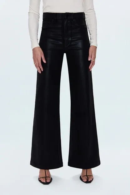 Lana Ultra Wide Leg Jean - Coated Noir