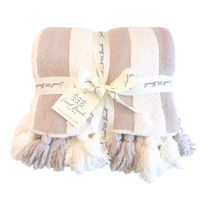 Striped Luxe Home Blanket with Tassels