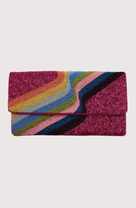 Rainbow Wave Beaded Bag