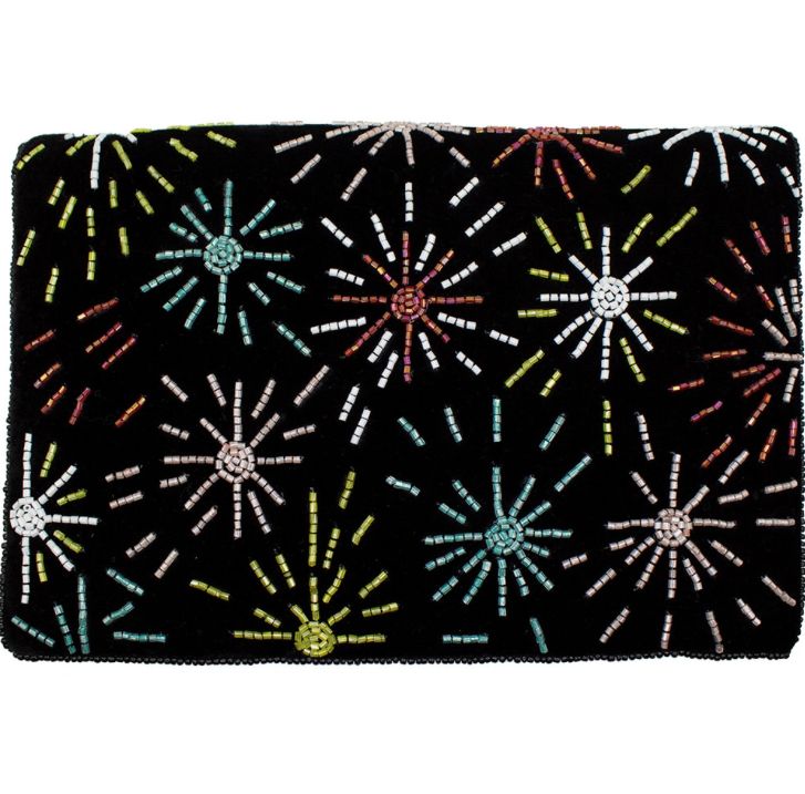 Star Burst Beaded Velvet Clutch