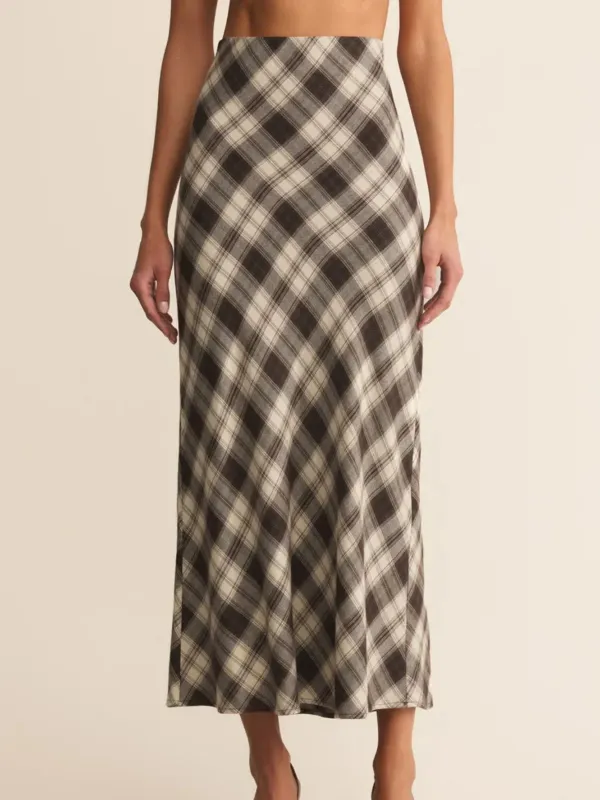 Europa Plaid Midi Skirt