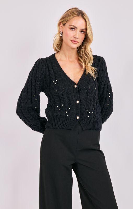 Jewel Box Pearl Embellished Cardi