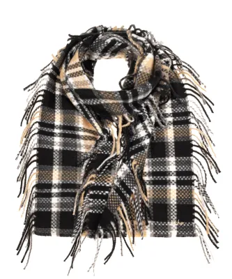 Vintage Plaid Side Fringe Scarf