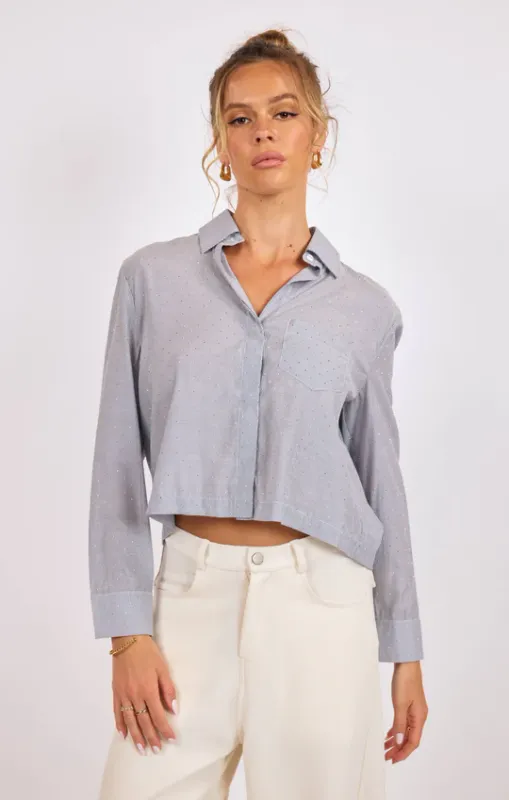 Glacier Glow Rhinestone Cropped Shirt