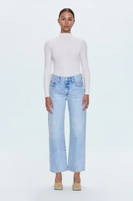 Lexi MR Bowed Straight Jean - Stellar Wash