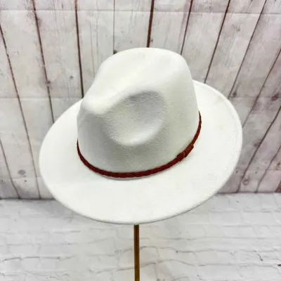 Small Brim Fedora with Suede Braid