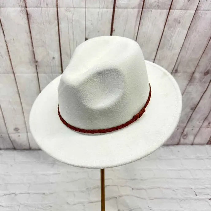 Small Brim Fedora with Suede Braid