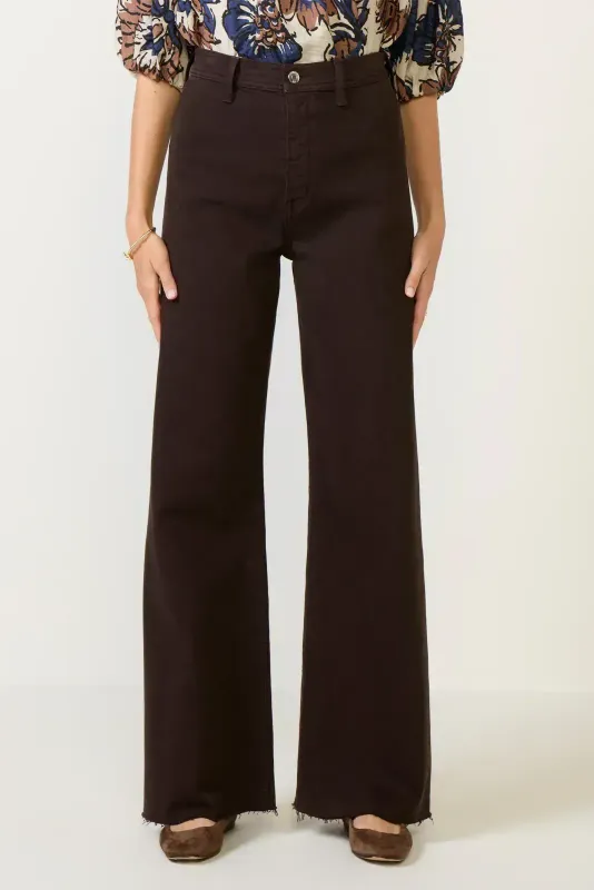Penny High Rise Wide Leg Jean - Mocha