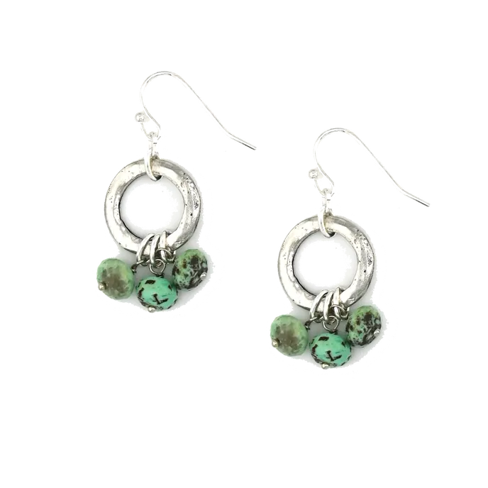 Hammered Ring Rondelle Trio Earrings