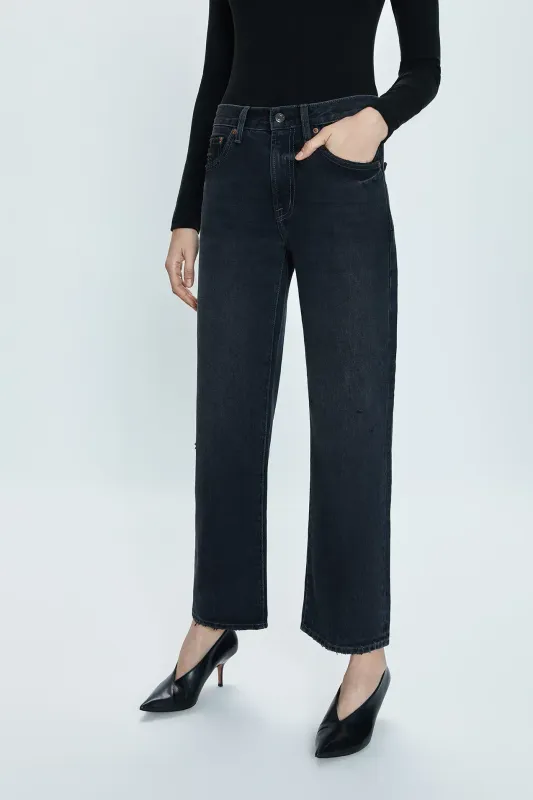 Lexi Bowed Straight Jean - Mercury Wash