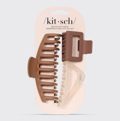 Neutral Recycled Plastic Assorted Claw Clip 3pc - Oversized