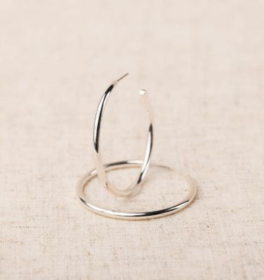 Estonia Shiny Silver Large Hoops