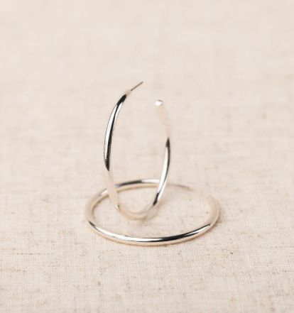 Estonia Shiny Silver Large Hoops