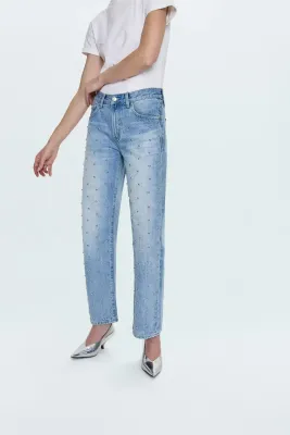 Lexi Bowed Straight Jean - Aries Wash