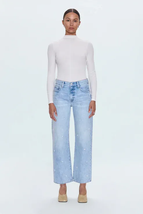 Lexi MR Bowed Straight Jean - Stellar Wash