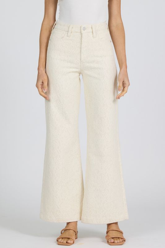 Fiona Wide Leg Jean - Wheat Lace