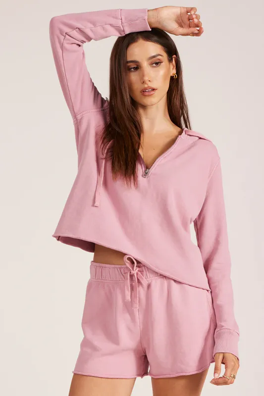 Half Zip Crop Hoodie