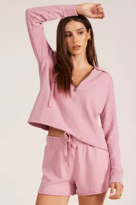 Half Zip Crop Hoodie