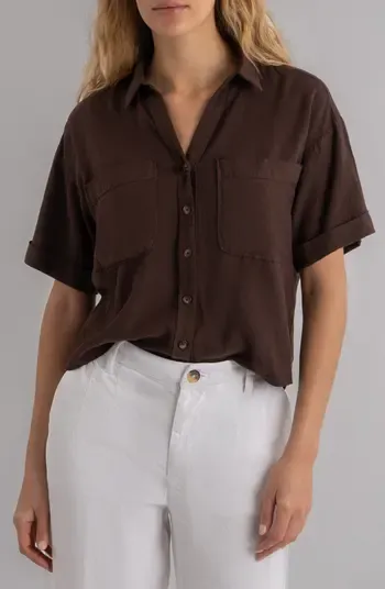 Brianna Boxy Button Short Sleeve Shirt