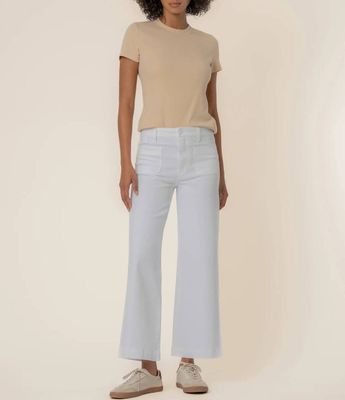 Meg HR Wide Leg Patch Jean - Optic White