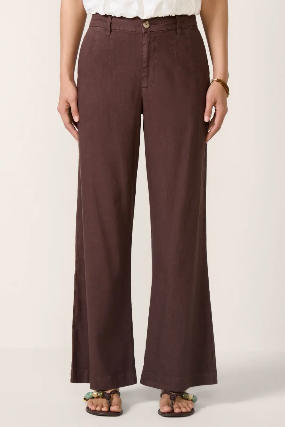 Meg Linen Wide Leg Pant - Chocolate