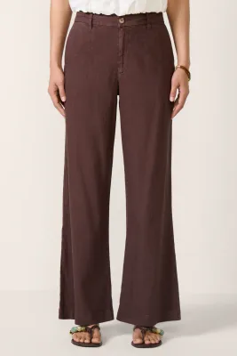 Meg Linen Wide Leg Pant - Chocolate