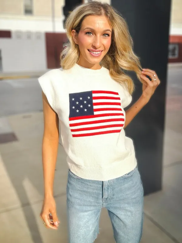 American Dream Flag Sweater Top