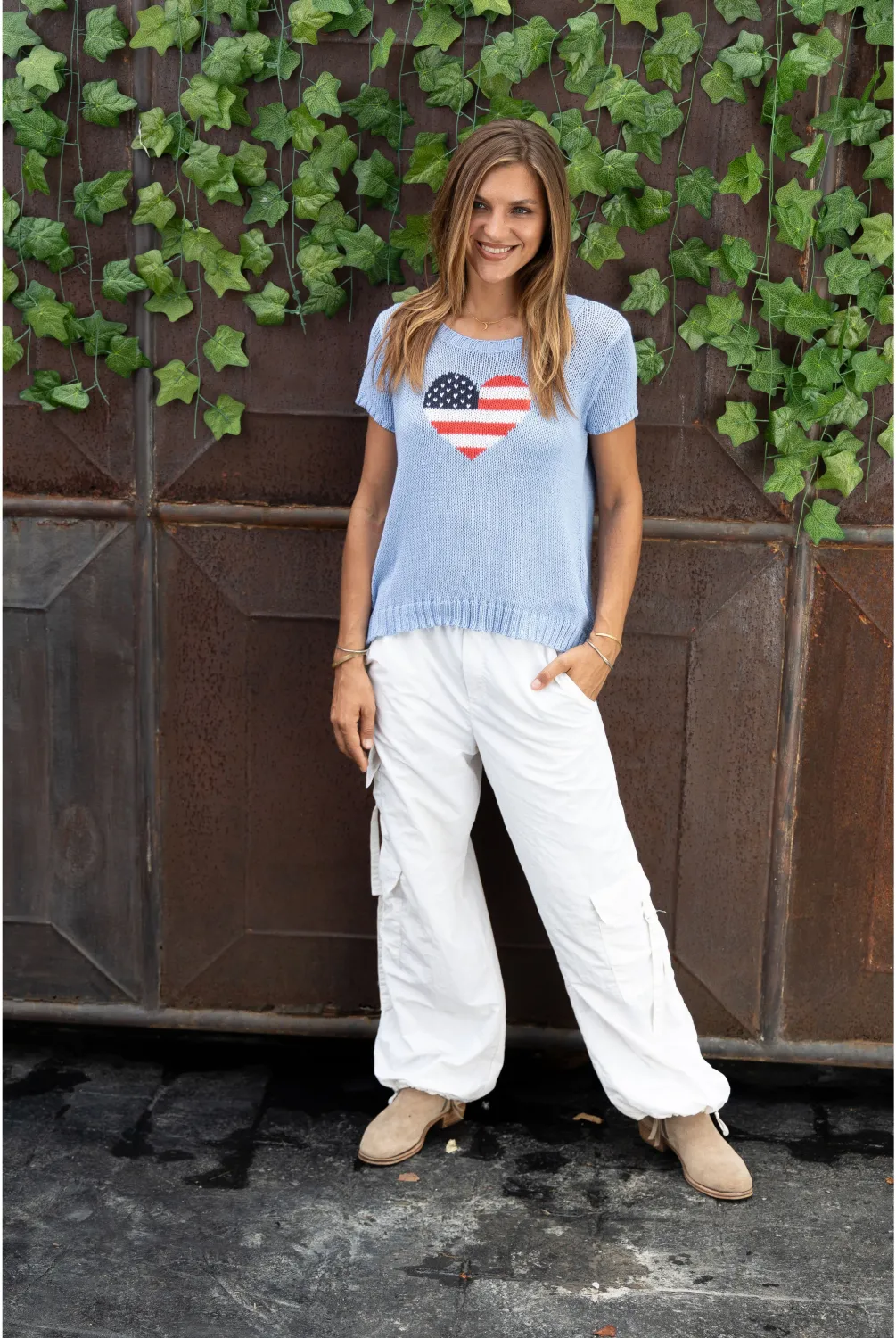 Mini Flag Heart Sweater Tee