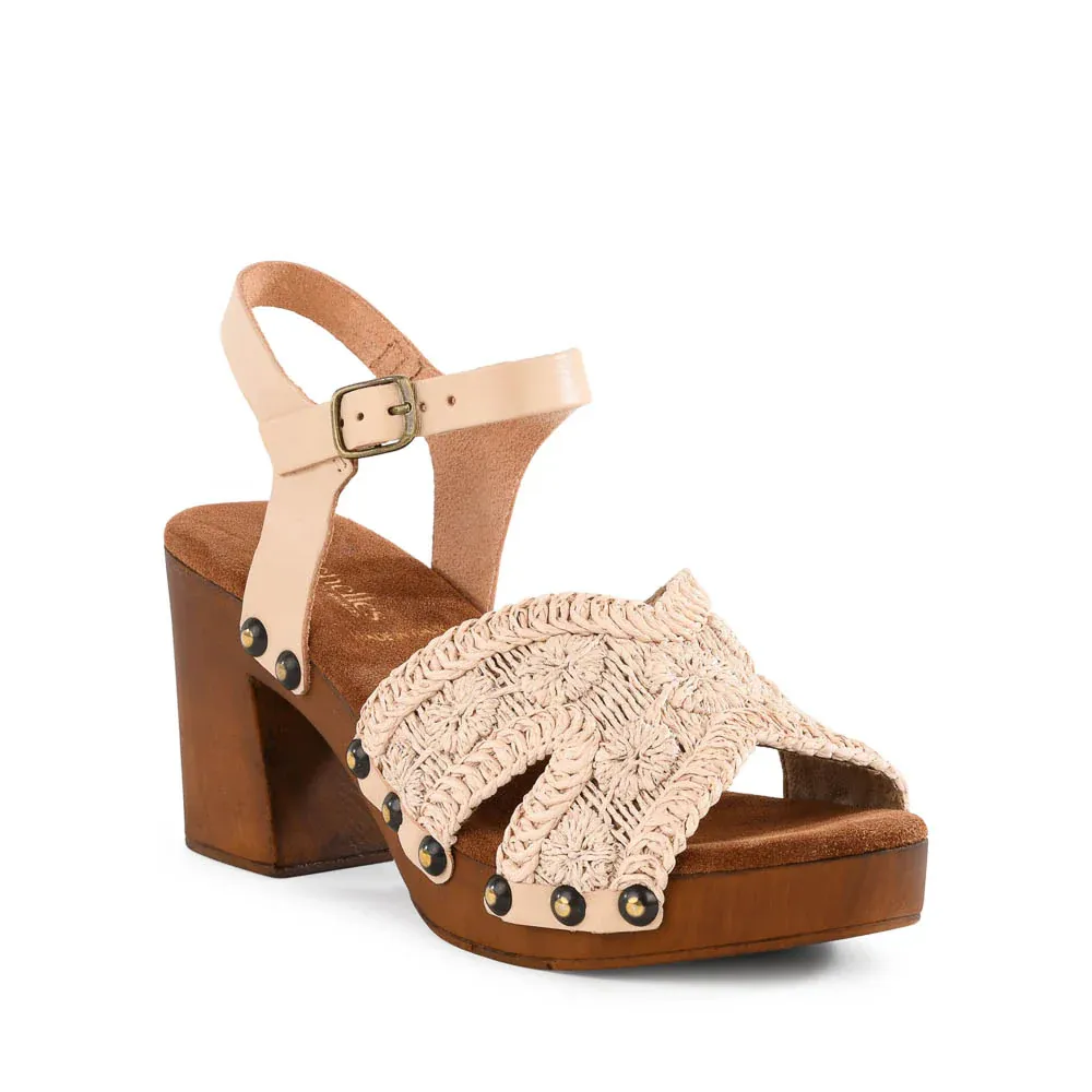 Ravenna Raffia Leather Heel
