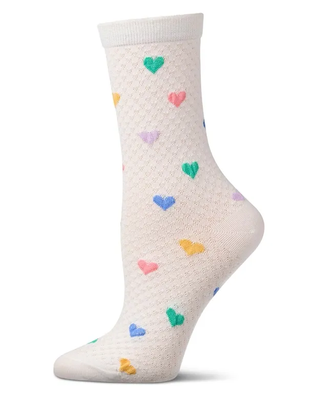 Colorful Hearts Popcorn Crew Socks