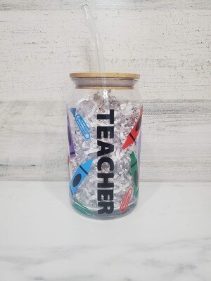 Teacher 16oz Glass Can