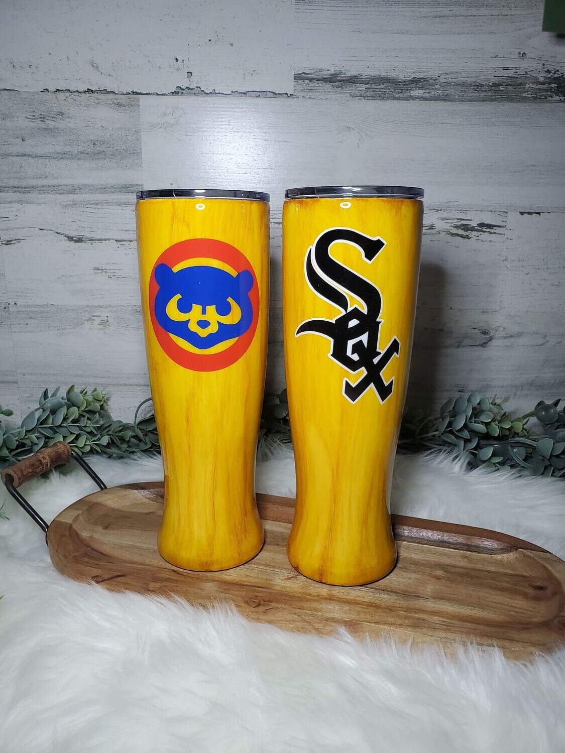 Sports Logo Wood Grain Tumbler