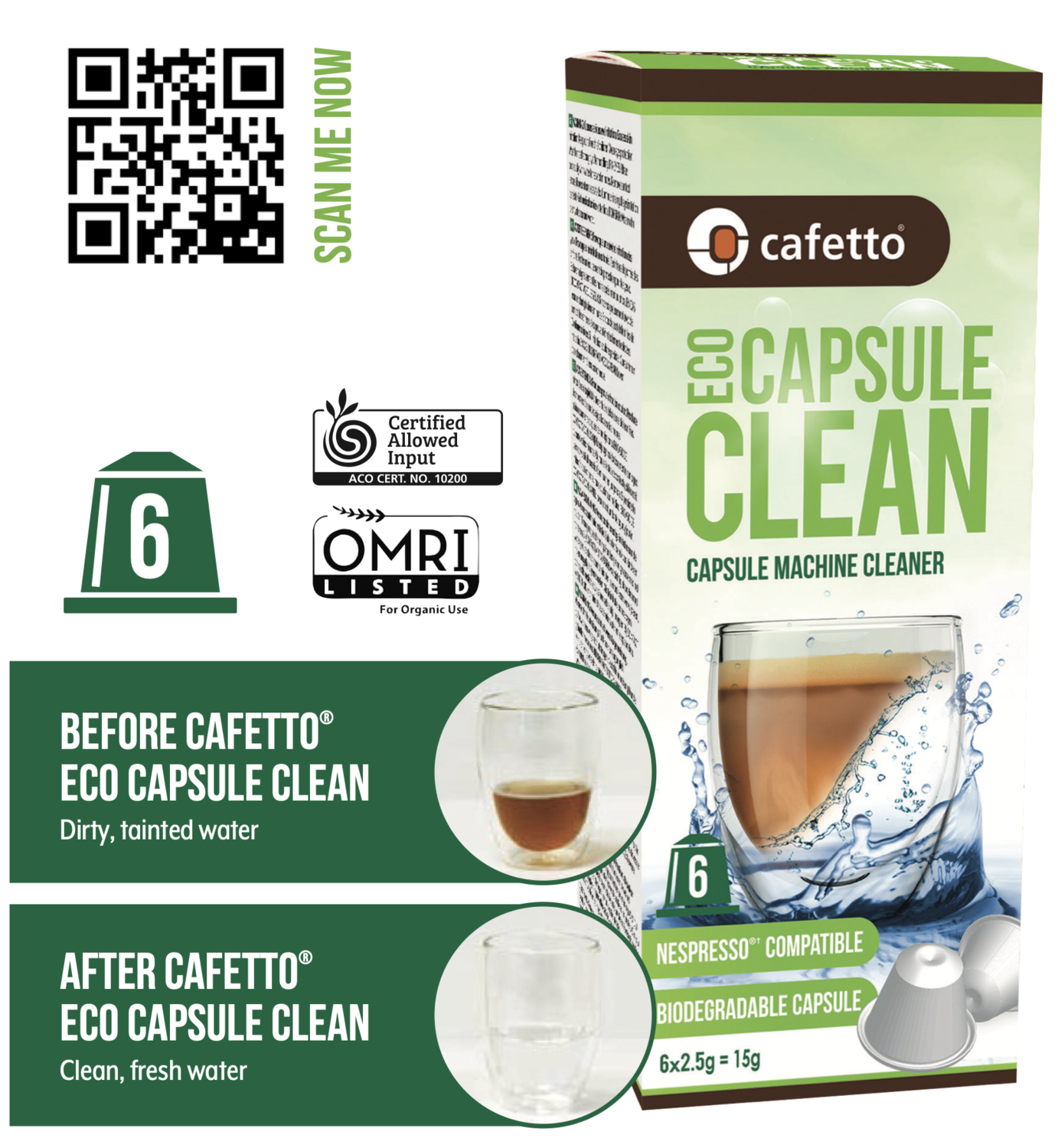 Cafetto ECO Capsule Clean (6 capsules per box)