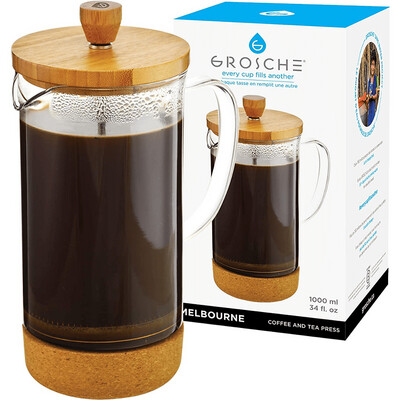 Grosche - MELBOURNE 8 Cup Bamboo & Cork French Press Coffee maker