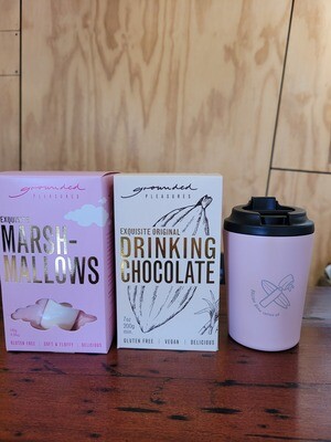 Grounded Pleasures Original Chocolate, Grounded pleasures Marshmallows & 8oz BostonBean branded Cup