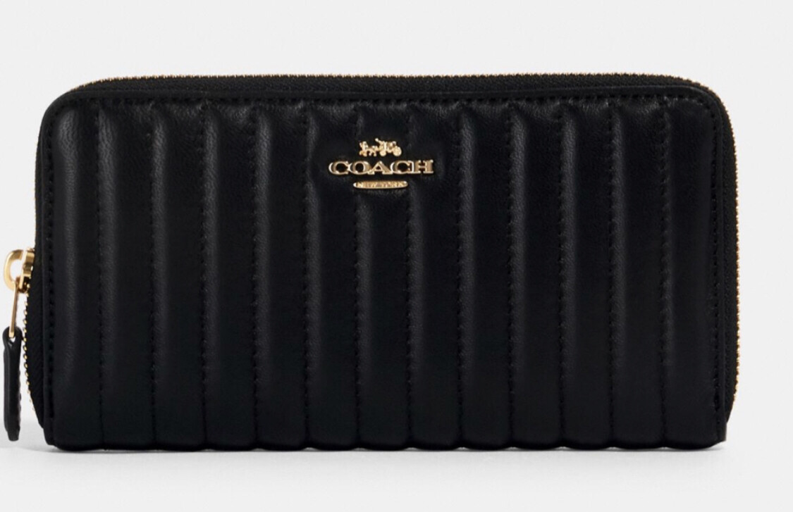 COACH, Accordion Zip Wallet With Linear Quilting