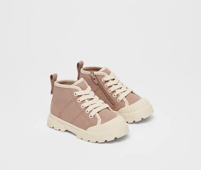 Zara, COTTON HIGH-TOP SNEAKERS -size:23