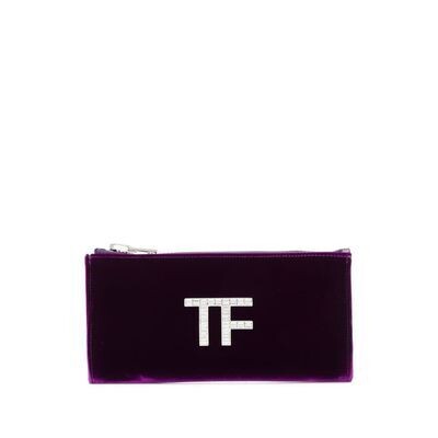Tom Ford, Velvet Clutch Bag with Crystal TF Logo