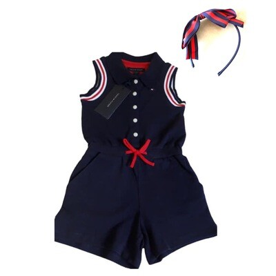 Tommy Hilfiger,  - STRIPE ROMPER with head band- size: 24 months
