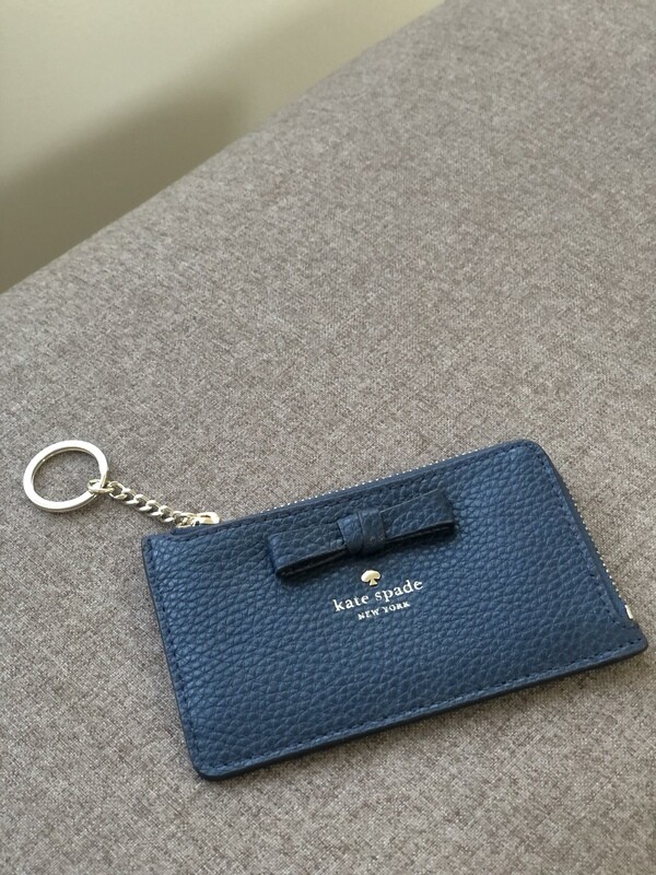 Kate Spade, Small L-Zip Card Holder in Dark blue