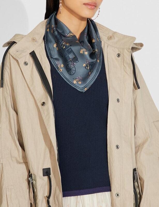 Coach , Horse And Carriage Print Silk Diamond Scarf