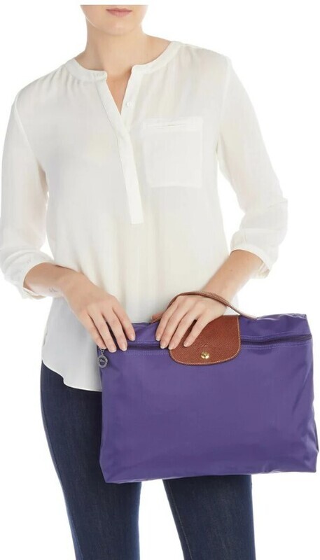 Longchamp Le Pliage Green Recycled Canvas Briefcase, Purple