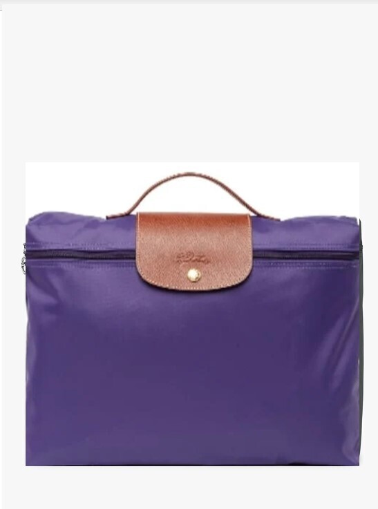 Longchamp Le Pliage Green Recycled Canvas Briefcase, Purple