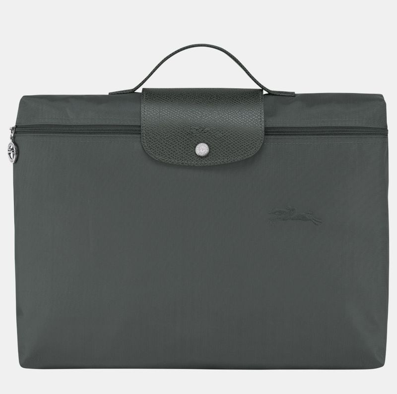 Longchamp Le Pliage Green Recycled Canvas Briefcase, Gray