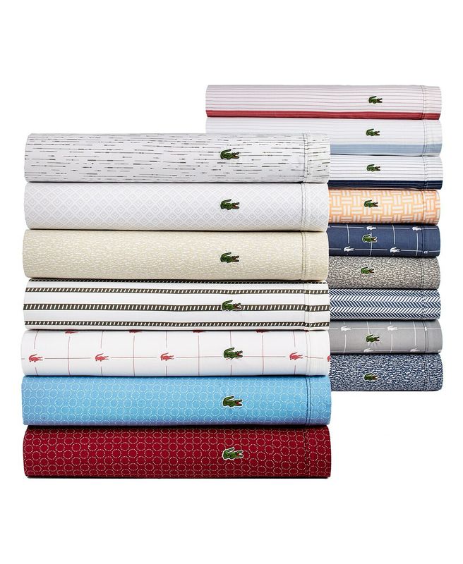Lacoste, ​Printed 4-pc Sheet Sets, 100% Cotton Percale