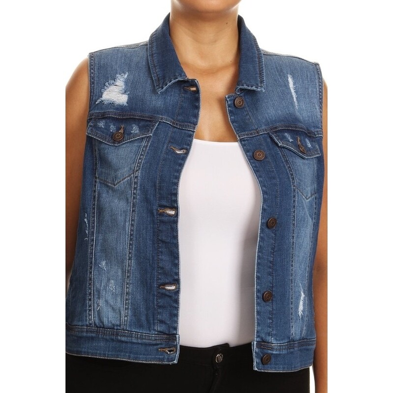 Enjean X Distress. Denim Vest EV5004XL