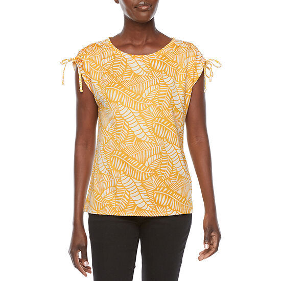 LC Yellow Ruched Shoulder Top